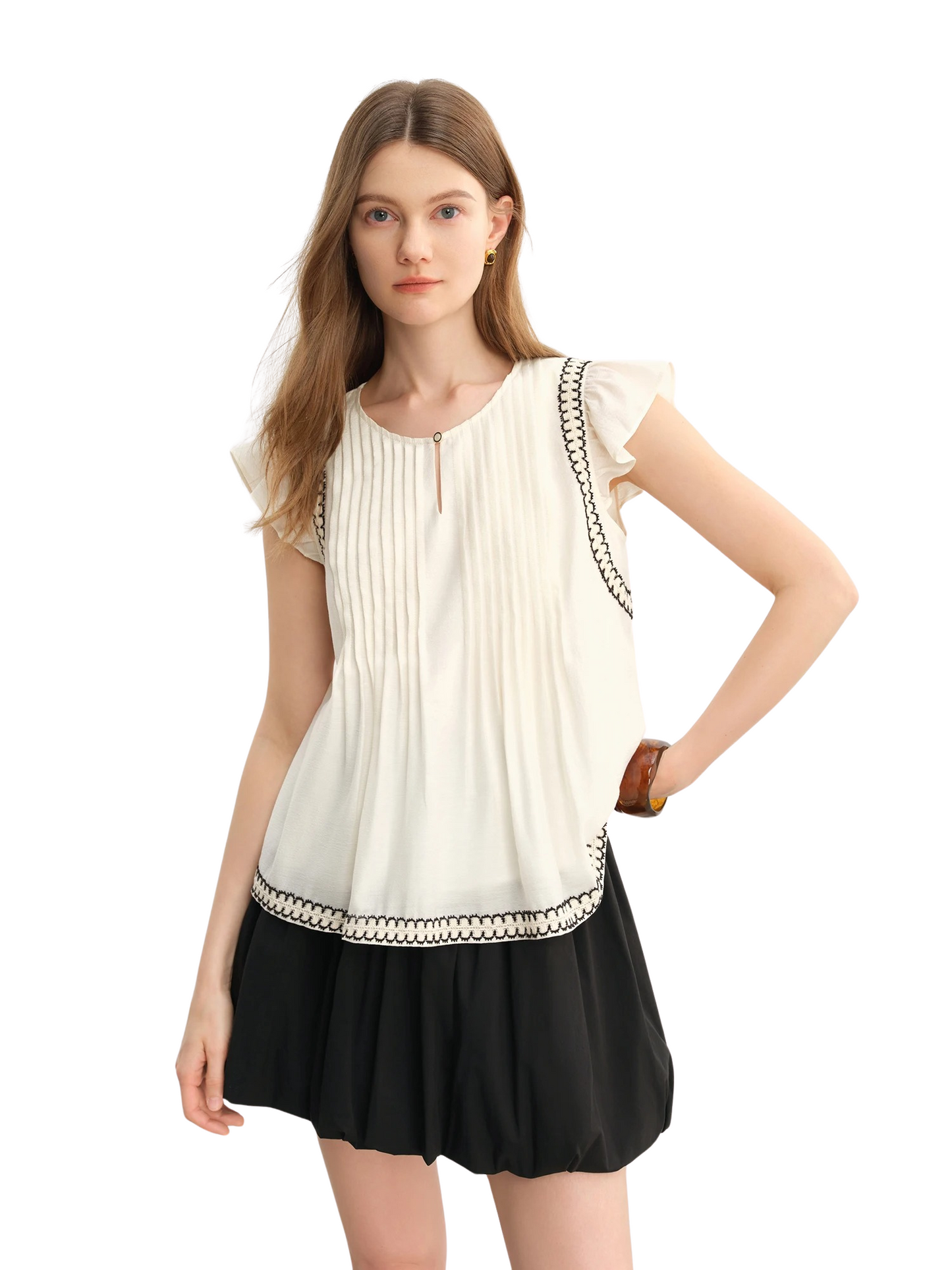 Bluzka bohème à finitions en dentelle